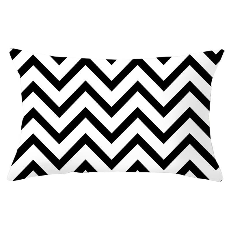 Home Geometric Peach Skin Waist Pillow Case Nordic Style Sofa Printed Pillow Case Office Lumbar Pillow