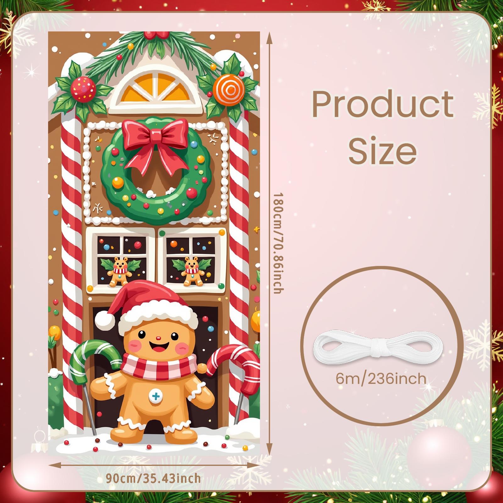 

Holiday Decor Christmas Wreath Wreath Decoration Festive Banner Gingerbread Theme Santa Claus For Holiday Gathering Event Decor
