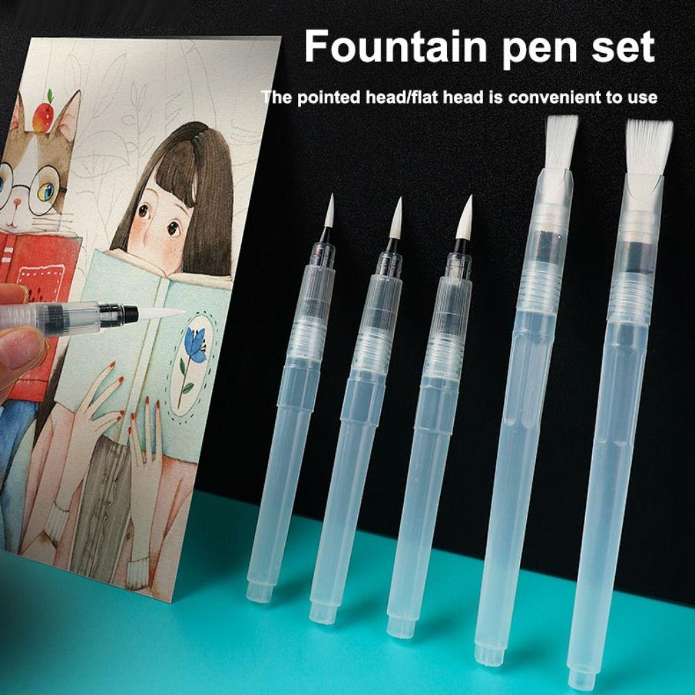12pcs Water Storage Calligraphy Brush Set Flat Head 12pcs/set  Watercolor Illustration