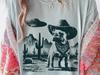 Vintage Frenchie UFO T-Shirt: Western Cowboy French Bulldog Mom or Dad Gift Tee Ranch Country Style