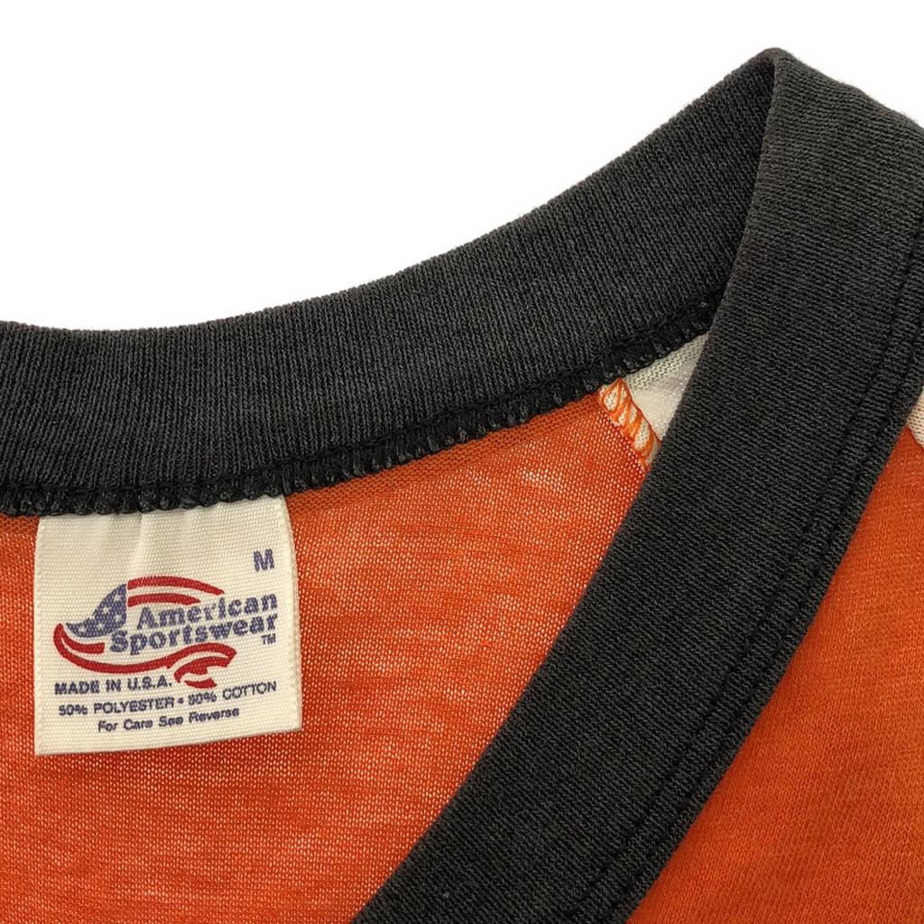 AmericanSportswear 90s Made in USA Old Print Pattern Short sleeve V-neck uniform T-shirt Men's Used