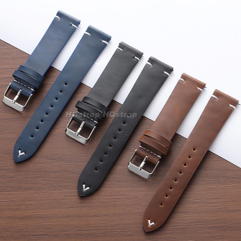 18mm 20mm 22mm Quick Release Bracelet Vintage PU Leather Watch Strap for Seiko for Huawei Watch GT5/GT4/GT3 Universal Watchband
