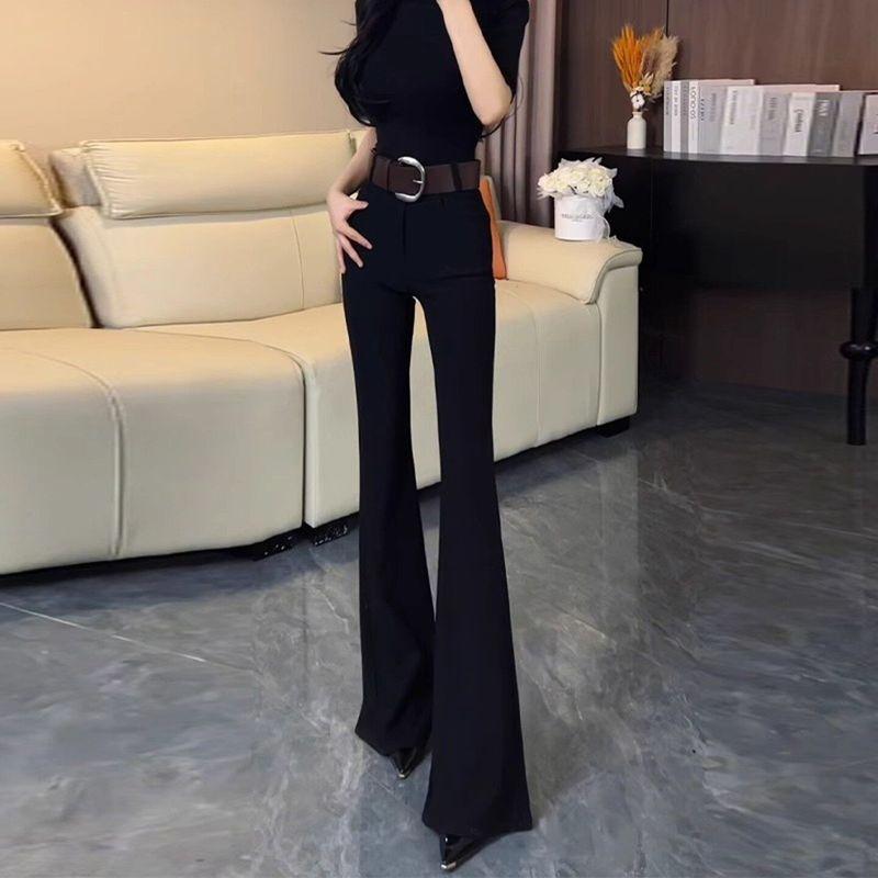 Fashionable and Elegant Flared Suit Pants for Women, 2026 Spring/Summer New High-Waisted Slim-Fit Leg-Lengthening Narrow Elastic Bootcut Pants