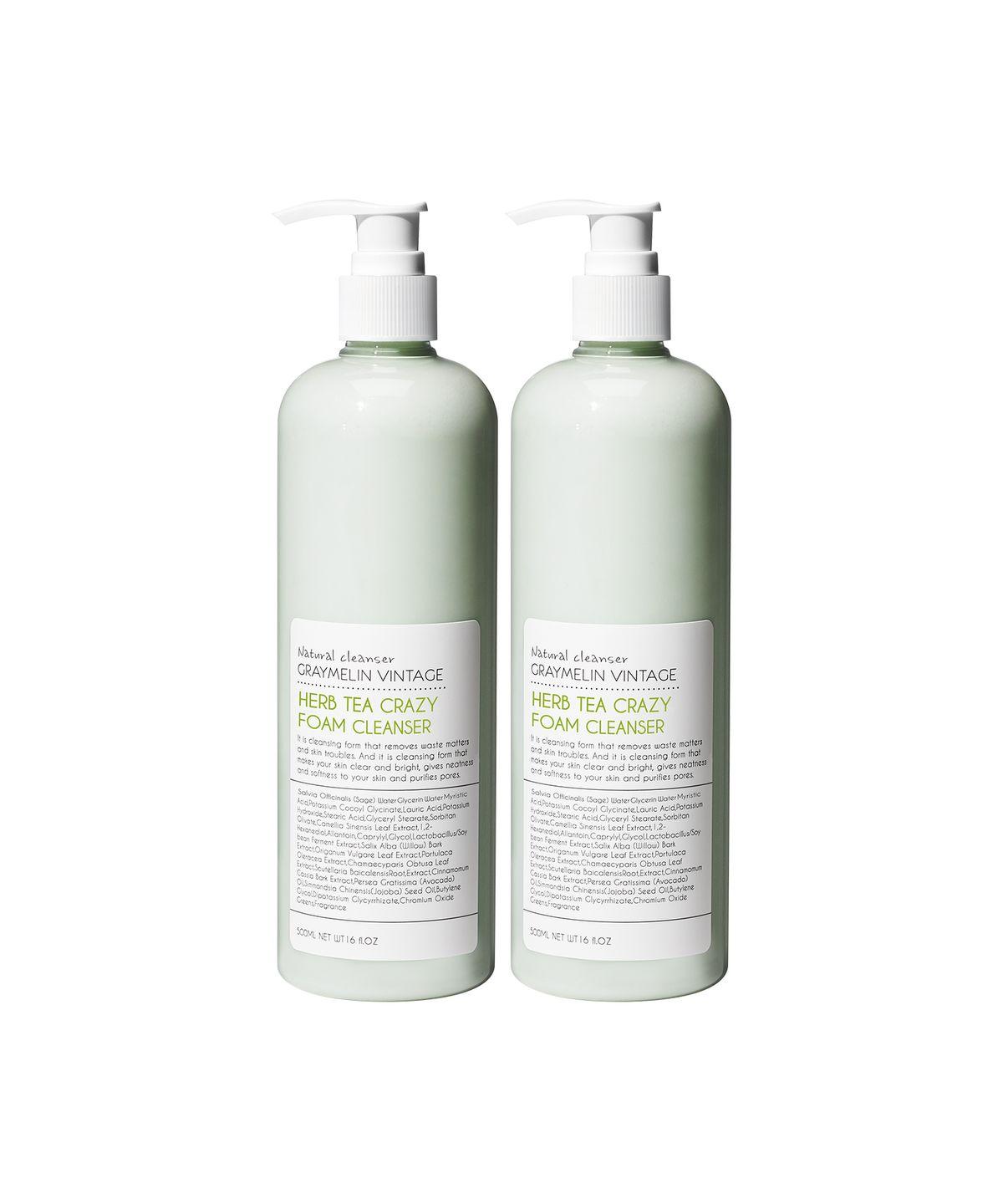 Crazy Large Capacity Moisturizing Foam Cleansing Herbal Tea 500ml 2 Pieces