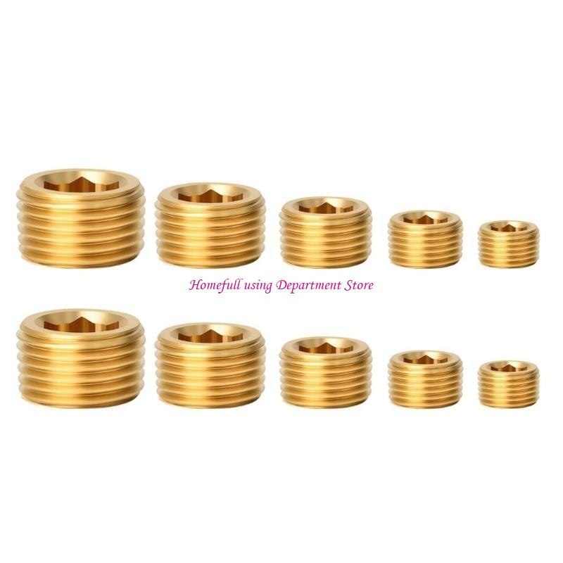 

10/25Pieces Brass Pipe Plugs Fitting for Sturdy and Corrosion Resistant Sealing