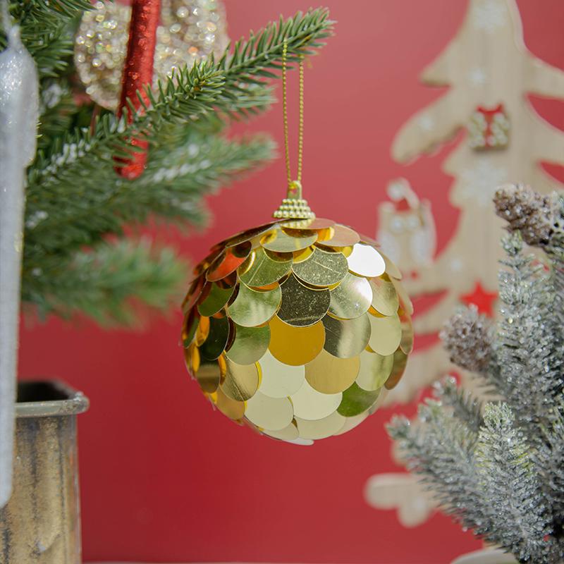 8cm runde Fischschuppen-Weihnachtsornamente: Gold, Grün, Rot, Rosa, Champagner Laserfarben