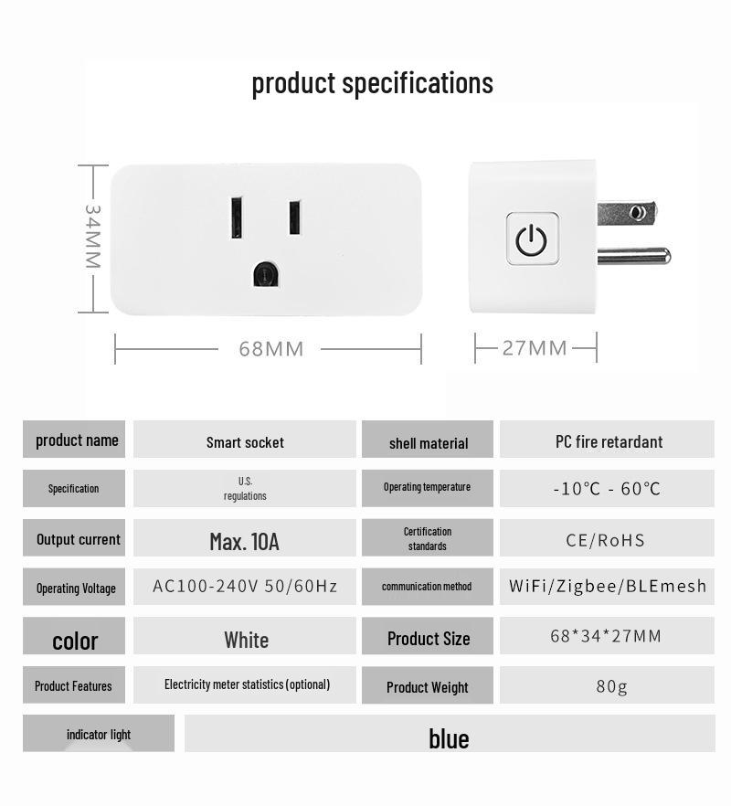 

Smart Home WiFi Socket Compatible with Alexa - US, UK, EU Standards