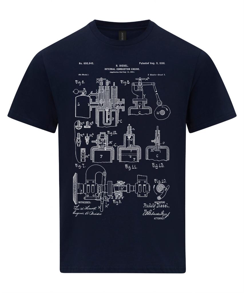 Diesel Engine Patent Mechanic Engineer T Shirt