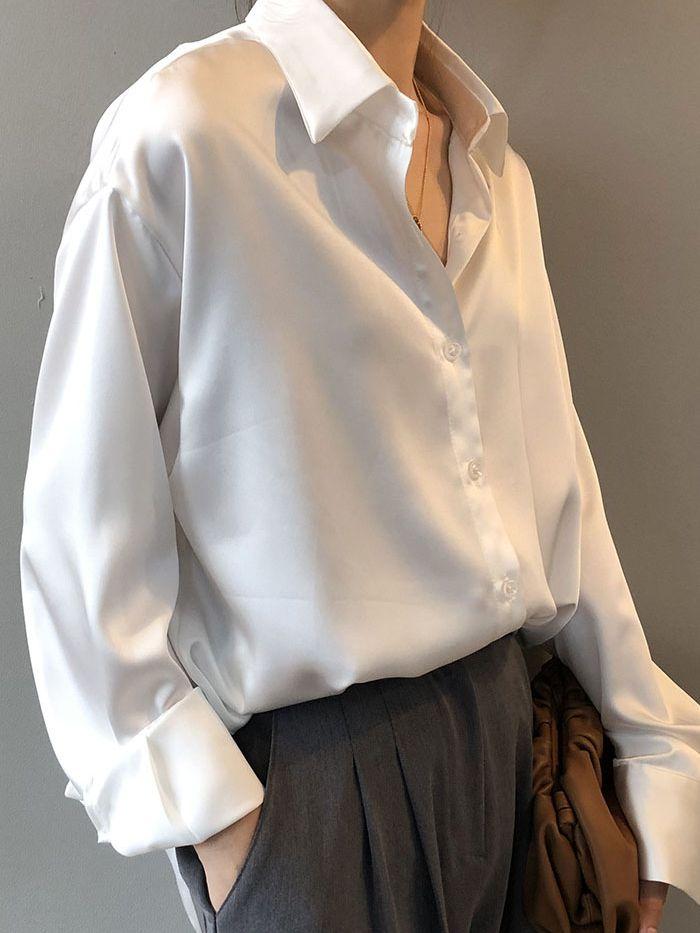 Blusas Mujer Bílá košile Módní košile se zapínáním na knoflíky Vintage halenka Ženy Bílá Dáma Dlouhé Rukávy Dámské Volné Streetwear Košile Designové topy