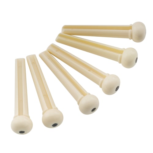 Musiclily Plastic Acoustic Guitar Bridge Pins, Ivory/Black Dot (Pack of 6)