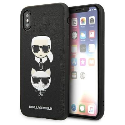 Karl Lagerfeld KLHCI65SAKICKCBK iPhoneXS Max Black/black Hardcase Saffiano Karl&Choupette Head