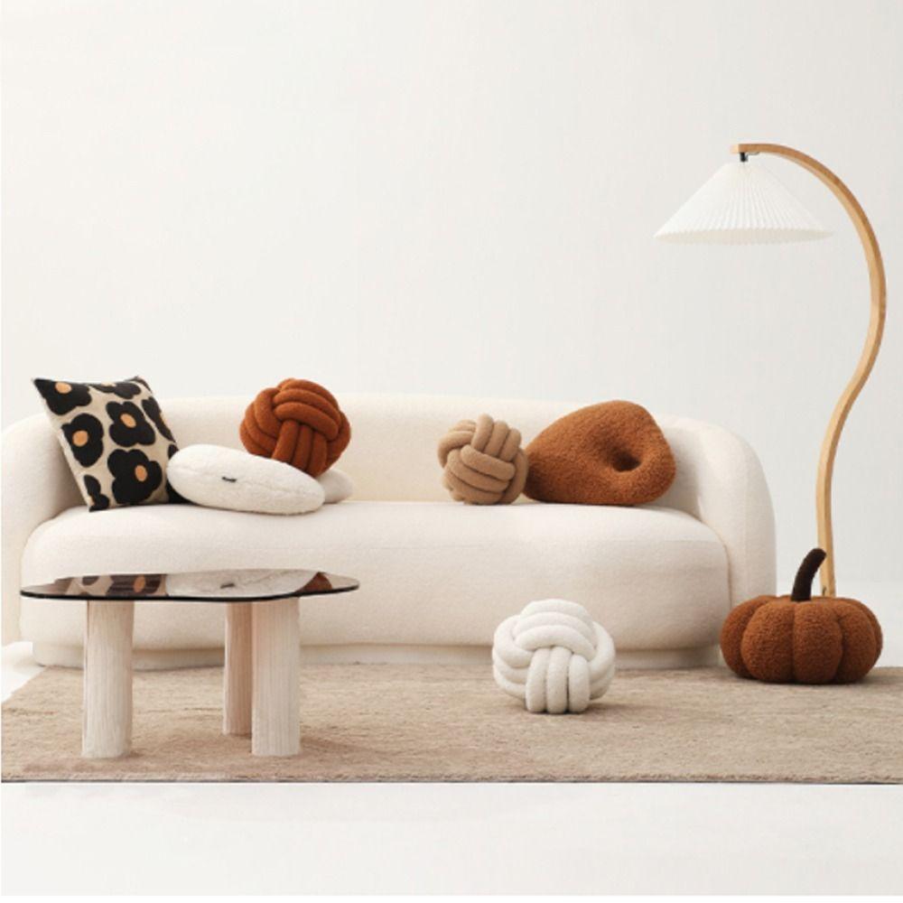 Waist Protective Lamb Velvet Home Decor for Bathroom Throw Pillow Cushion Knotted Ball Backrest