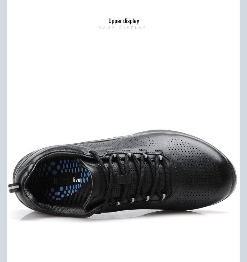 Jinhua 3515 Men's Genuine Leather Black Casual Shoes - Breathable, Soft Sole, Versatile Style