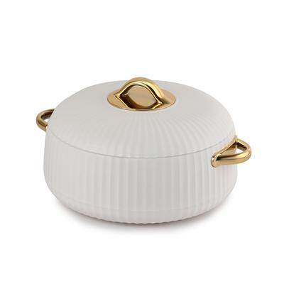 Insulated Stainless Steel Hot Pot For Food Storage And Serving  Leakproof Twist Lock Lid  Elegant White Design For Kitchen Or Dining Table