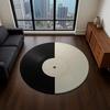 Vinyl Record Round Rug, Music Themed Black  White Carpet, Soft Non-Slip Decor Mat for Living Room  Bedroom