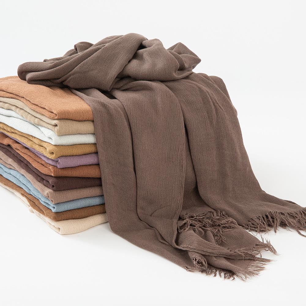 60 Color Cotton Crepe Shawl Headwraps Fashion Scarf Hijab For Women Veil Muslim Islam Hijab Cap Scarf For Muslim Shawl 200*90Cm