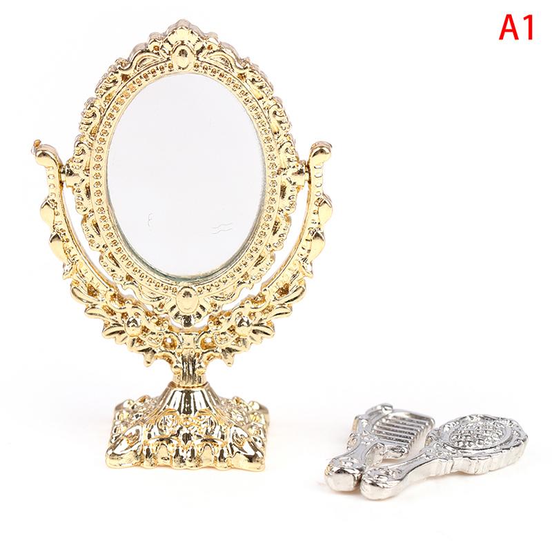 

1:12 кукольных расчесок, туалетное зеркало для декора ванной комнаты кукольного домика, детские игрушки