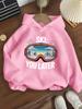 Kışlık Sıcak ve Polar Astarlı, Rüzgar Geçirmez, Erkek ve Kız Çocukları İçin Kayak Gözlüğü Baskılı Kapüşonlu Sweatshirt, Kalın Outdoor Spor Üstü