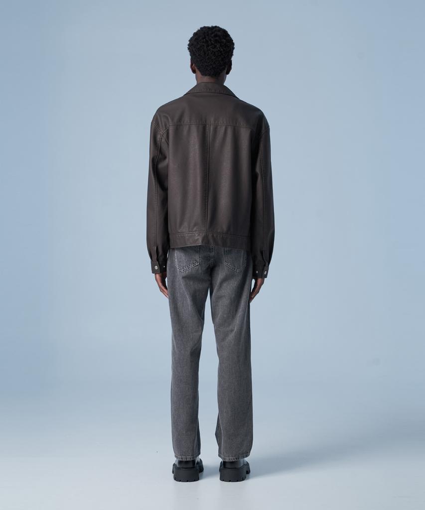 Sperone Oversized Curved Blouson Jacket (Brown)