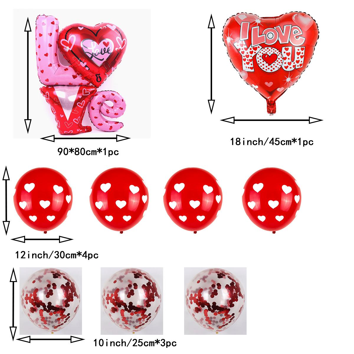

9шт. Букет из воздушных шаров на День святого Валентина. Красное сердце. Алюминиевая пленка. Баллон с признанием. Предложение. Сцена. День святого Валентина. Свадебная вечеринка.