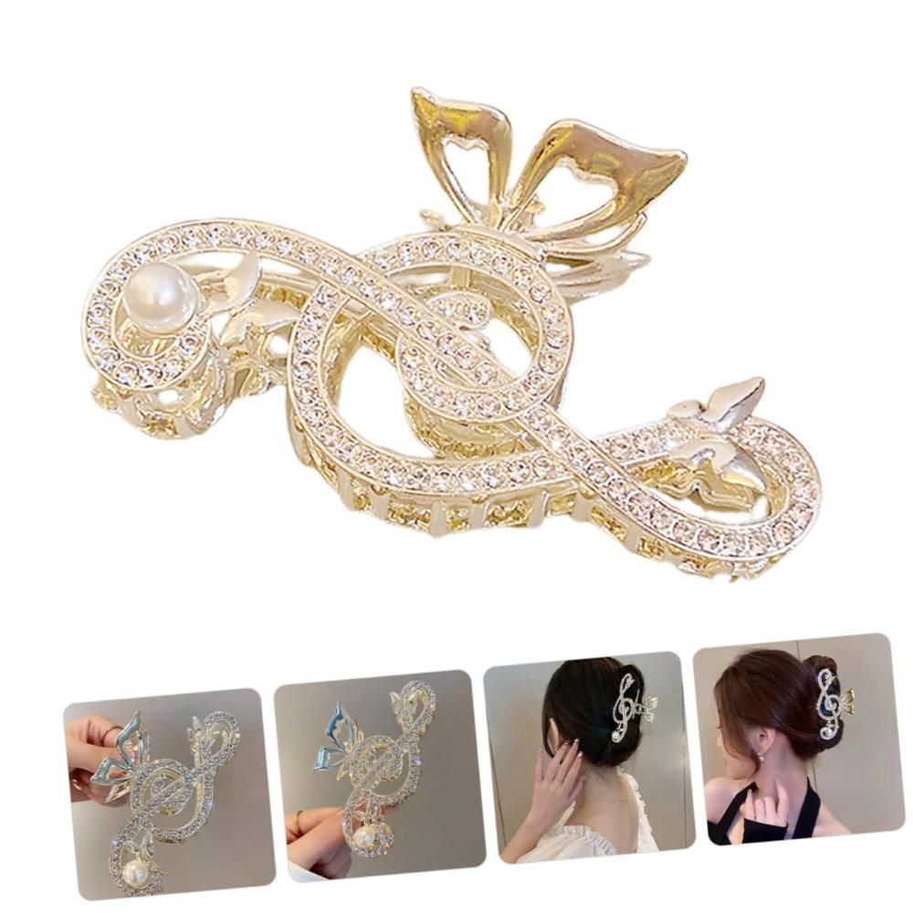 Thick Hair Music Note Claw Clip Rhinestone Metal Hairpins New Hair Clips Women