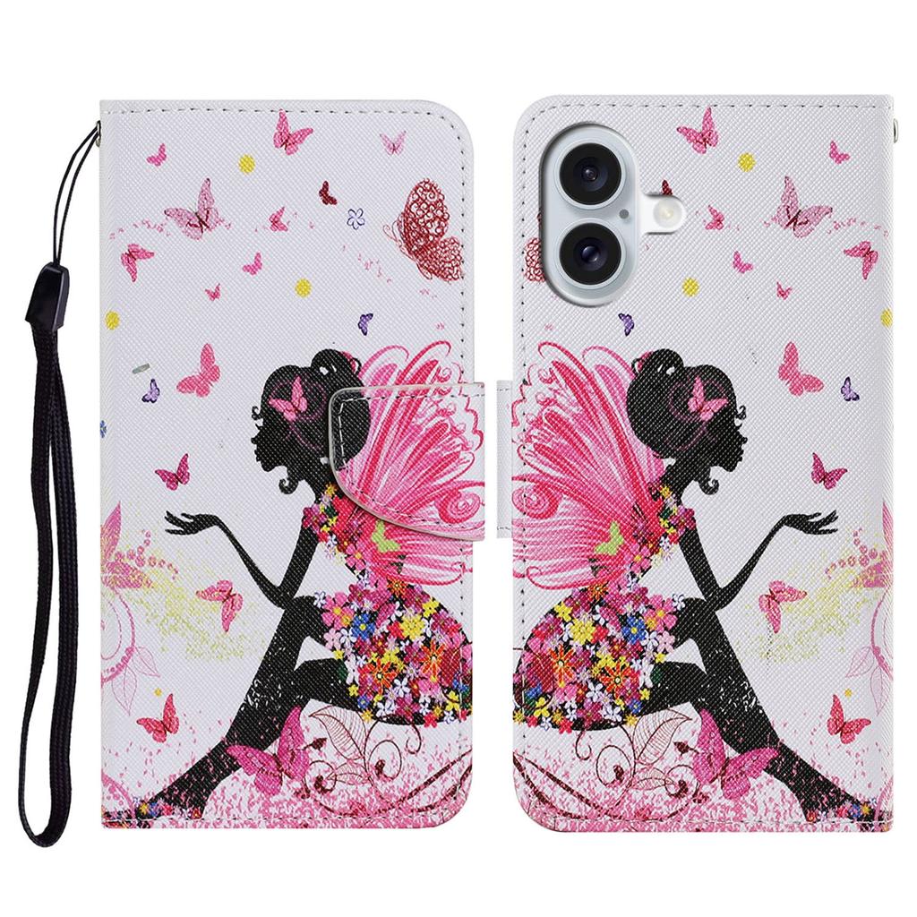 For iPhone 16 Case Pattern Printing Protective Leather Folio Phone Cover