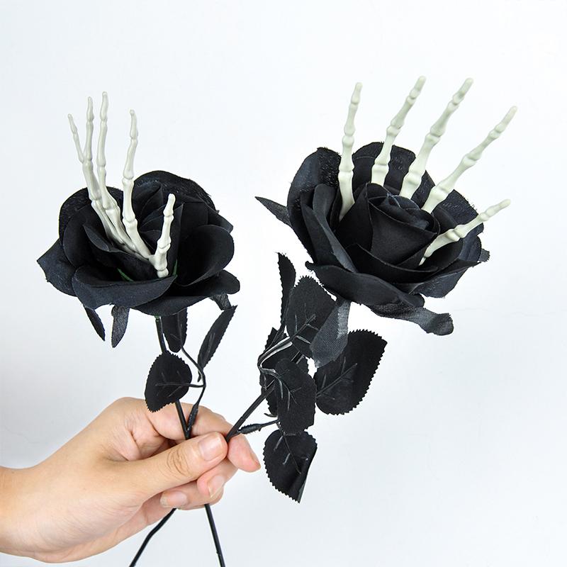 1PC Halloween Decorations Gothic Table Centerpiece Outdoor Decoration Roses with Hand Bones Halloween Multiple Options Available