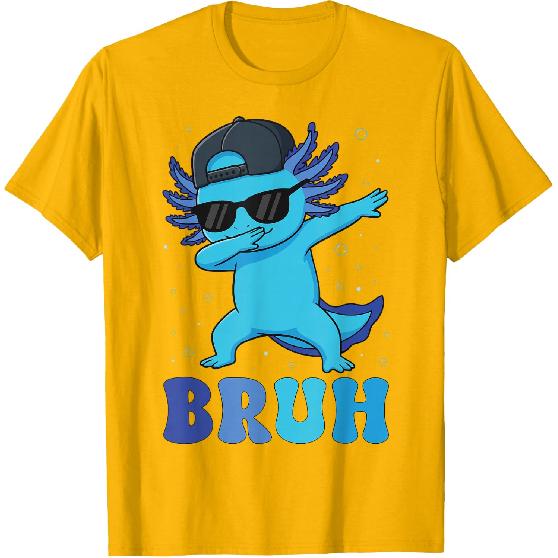 Bruh Dabbing Axolotl Funny Mens Kids Boys Teens Axolotls T-Shirt