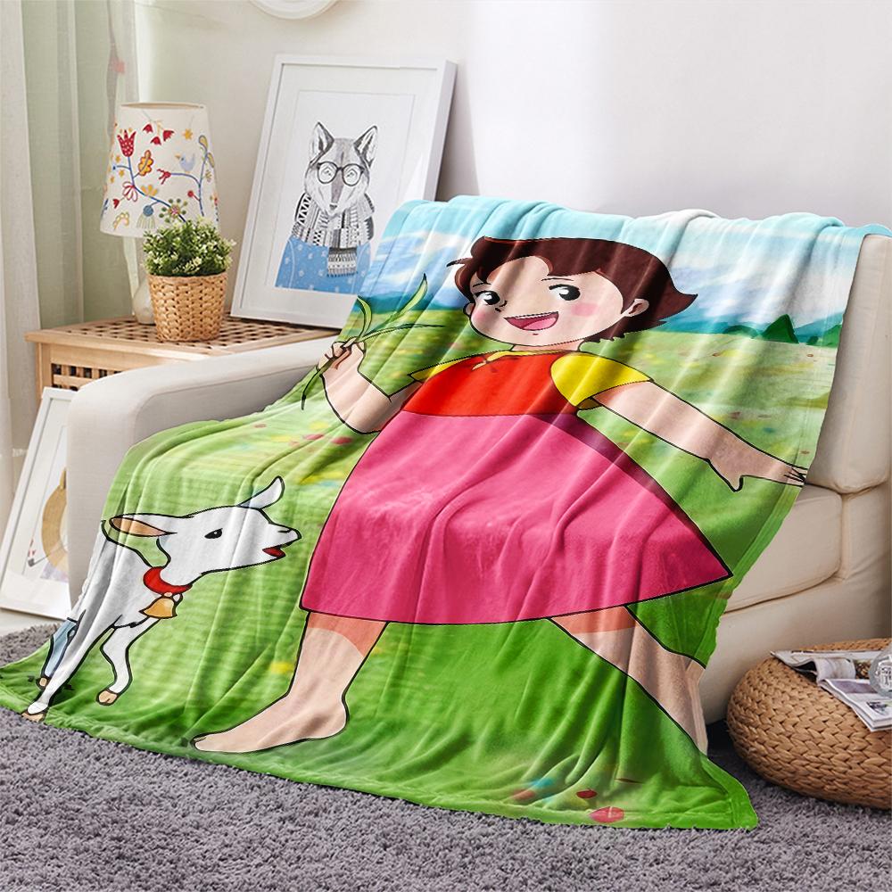 1 Stück Heidi Alpen Cartoon-Druck Flanelldecke, Hohe Qualität für alle Jahreszeiten, Heimdekoration, Wärme und Komfort, Perfekt für Weihnachtsgeschenke