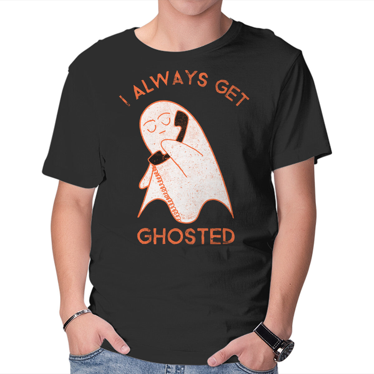 Unisex Crew Neck T-Shirt I Always Get Ghosted Graphic Short Sleeve Casual Tee XS