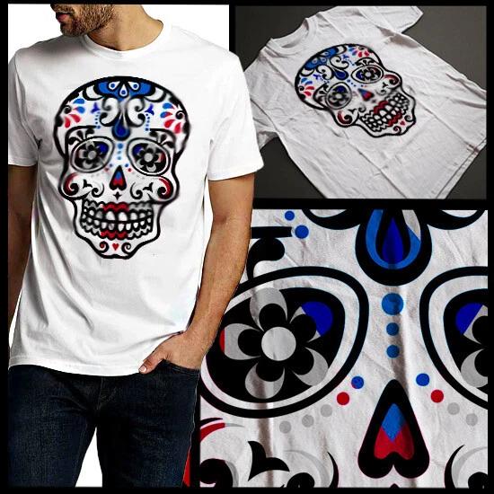 

Mexican Sugar Skull T-shirt, Mexico, Los Muertos, Day Of The Dead new cotton Tee 4XL