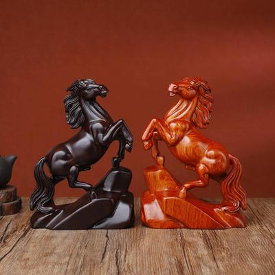 Ebenholz geschnitztes Pferdeornament Reichtum Glücksbringer Sternzeichen Pferd Dekoration für Zuhause/Büro Schreibtisch Chinesisches Feng Shui Handwerk Geschenk