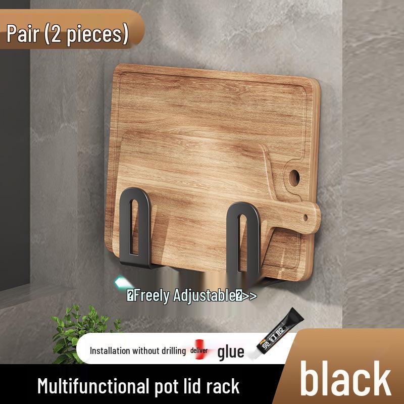 

304 Stainless Steel Wall-Mounted Punch-Free Pot Lid Storage Rack for Kitchen Countertops