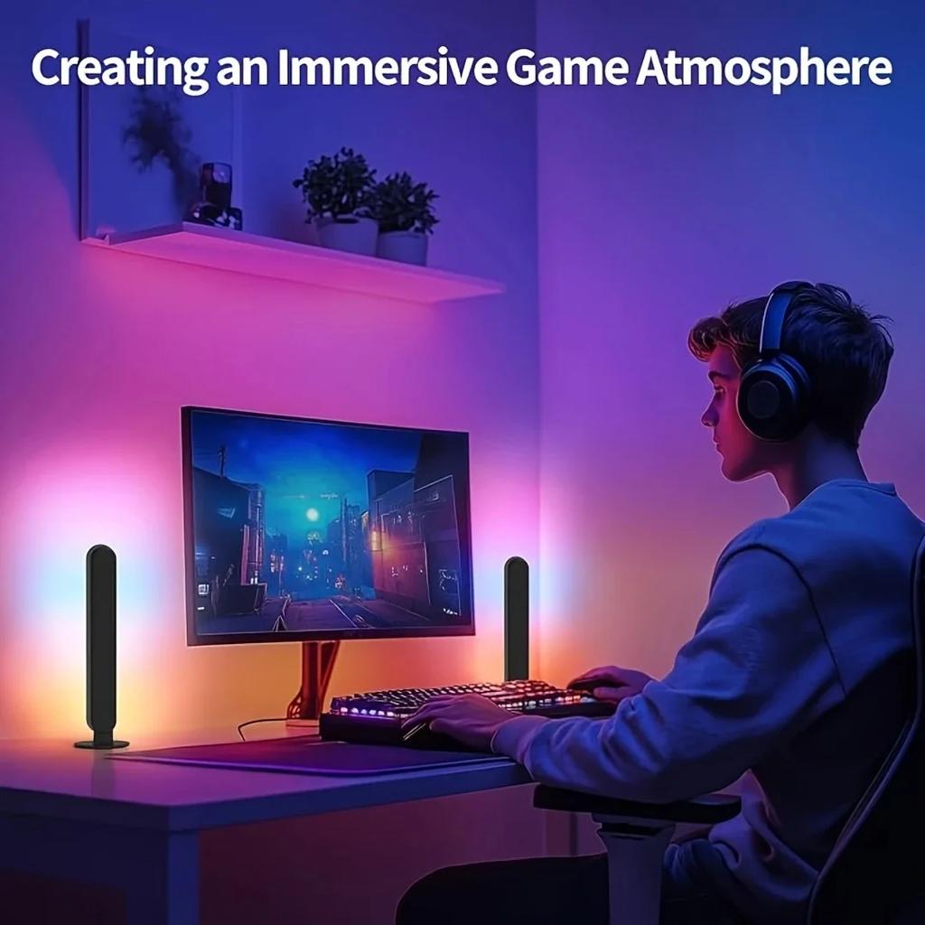 2pcs RGB Led Light Bar Music Rhythm Lights for Gaming Room Tv and Party Decoration Sync with Music Rgb Desk Lamp