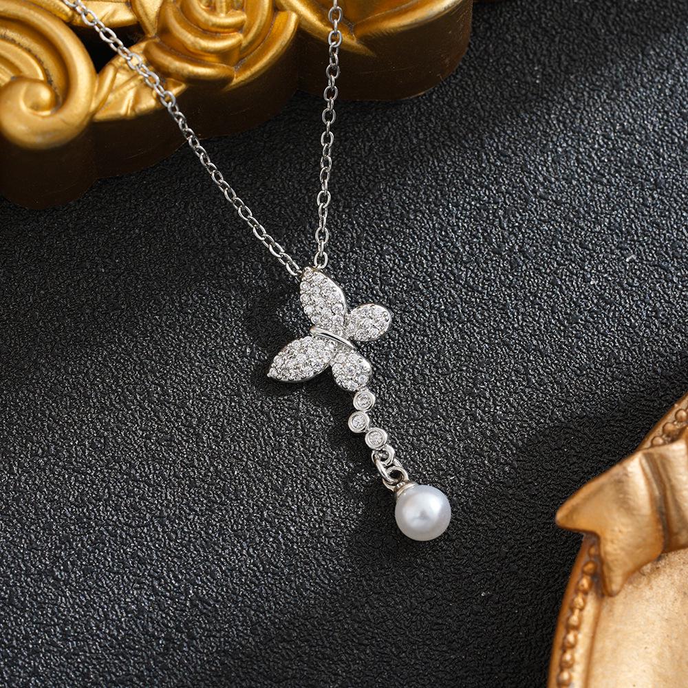 Titanium Steel Butterfly Necklace with Inlaid Diamond - 2026 Light Luxury Fashion Choker Chain for Women