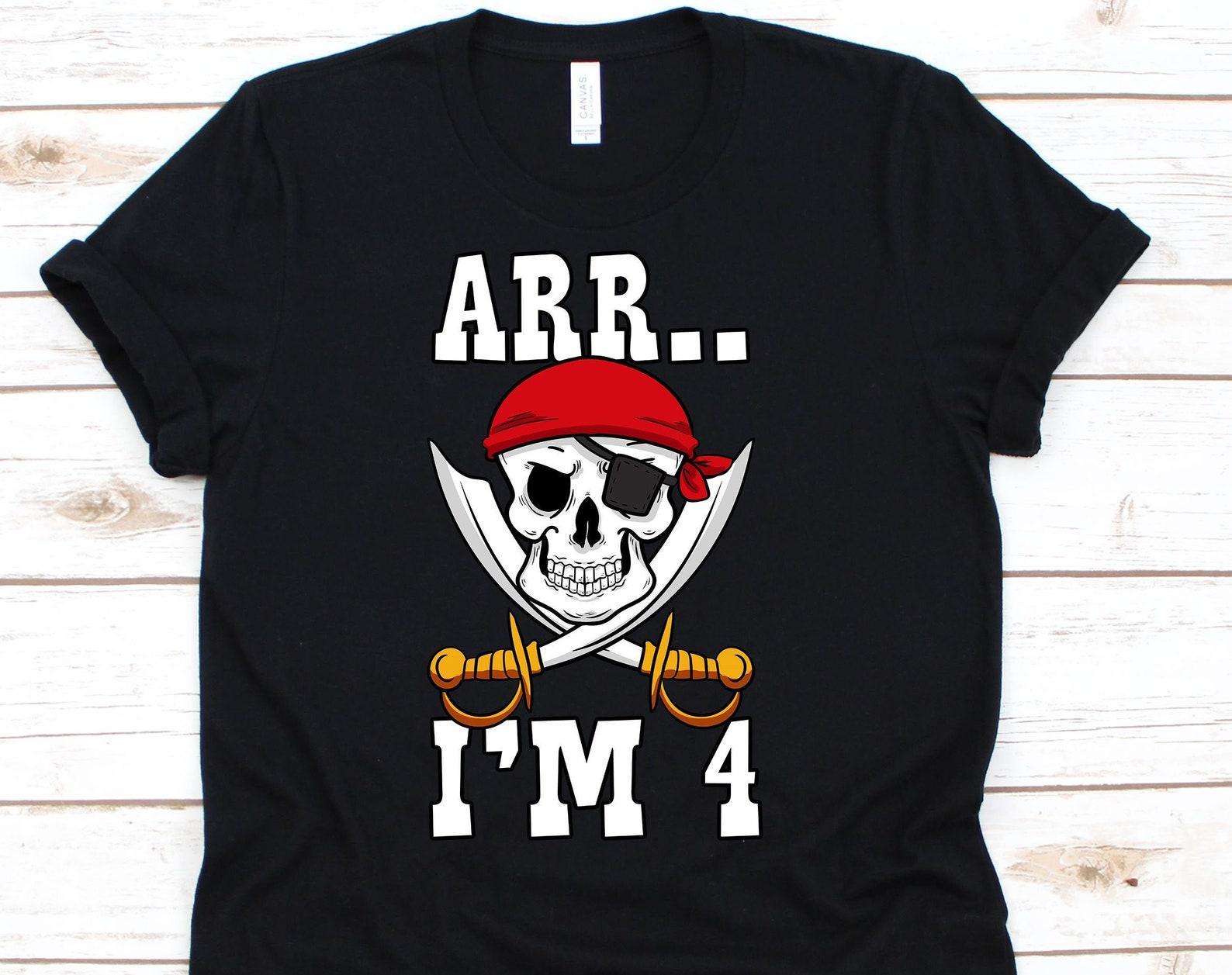 I m 4 Shirt, I m 4 Tshirt, 4th Birthday Shirt, 4th Birthday, Birthday Shirt, Birthday Gift, Pirate Birthday Shirt, Pirate 4XL