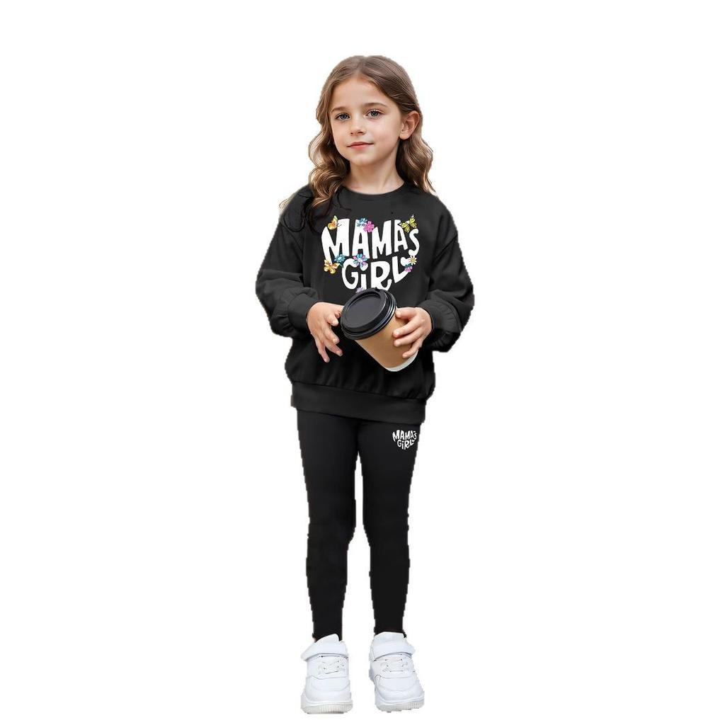 Mädchen Mode Set Sommer Kinder Casual Gedruckt Langarm Hoodie + Leggings Set
