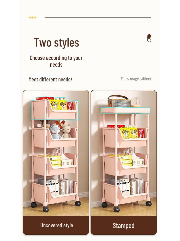 Carro Compacto Multicapa: Estantería de Almacenamiento para Snacks, Cocina y Sala de Estar con Cestas para Frutas y Verduras