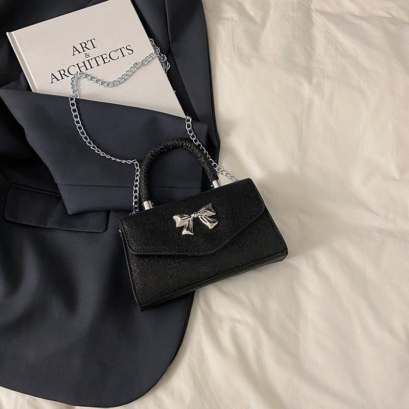 2025 texture foreign style new popular bow fashion casual simple chain single shoulder crossbody small square bag women