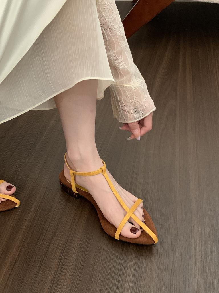 French pointed cross strap sandals women's shoes 2025 new summer with skirt fairy temperament Roman shoes