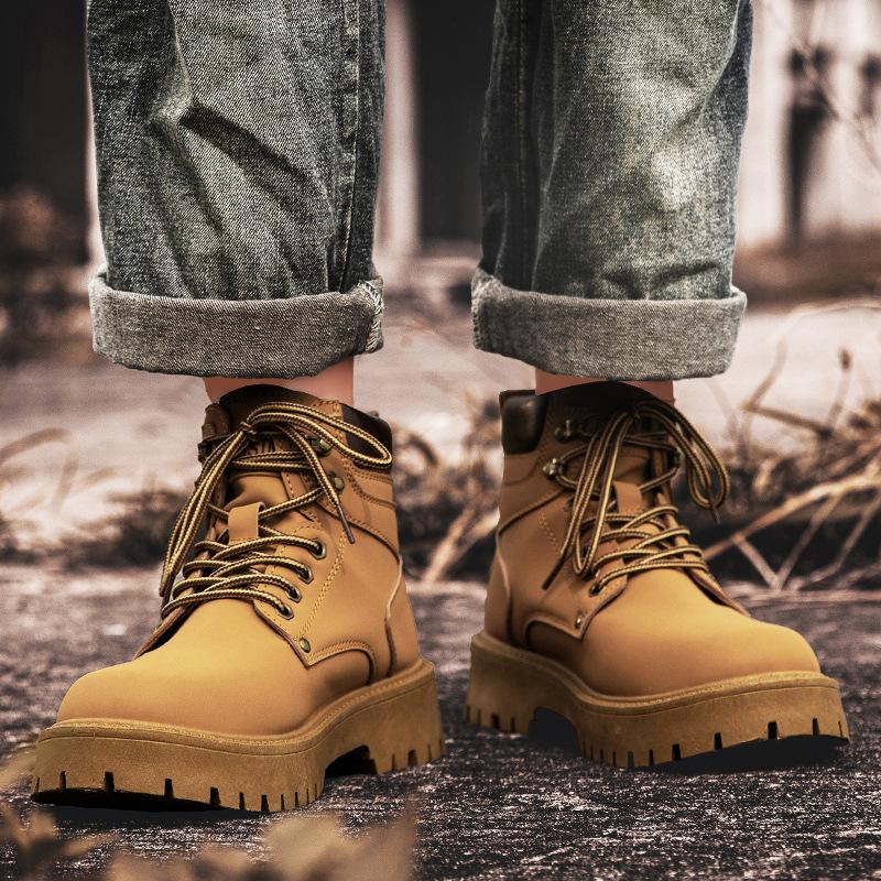 Retro Martin Stiefel mit hohem Schaft für Herren, Herbst und Winter, neue lässige Mid-Help Workboots, Outdoor-Arbeitsschutzschuhe