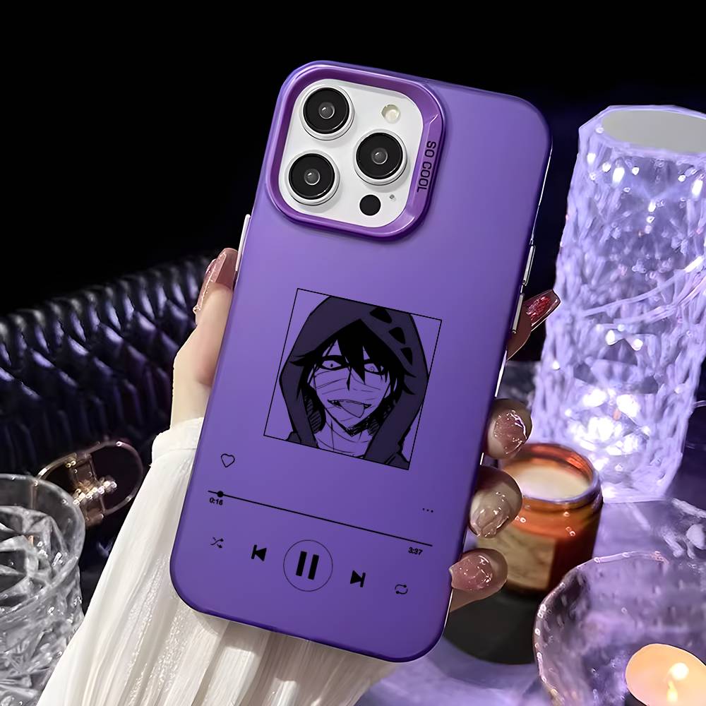 

Anime A-Angels of Death Phone Case For iPhone 16 15 14 13 12 11 Pro Max Black Purple Matte Laser Metallic Aurora Funda iPhone15pro