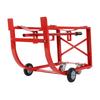 55Gallon Drum Cradle 600lbs Capacity Oil Drum Rack with Retractable Drawbar w/Wheels Steel Drum Handling Cradle for Round Drums