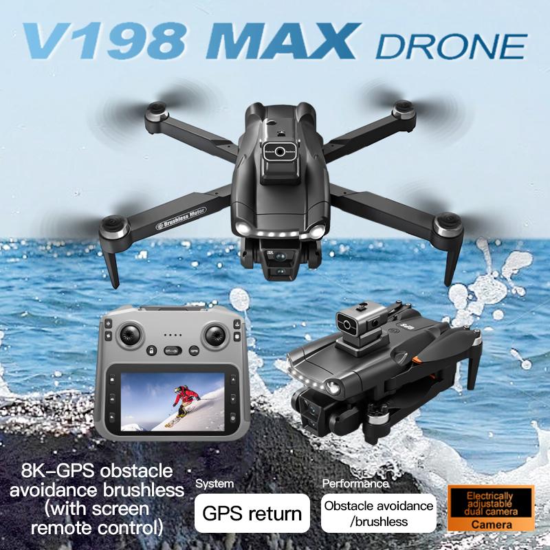 V198MAX Drone GPS 8K HD Aerial Photography Dual Camera Brushless Quadrotor 5G WIFI 360° Laser Intelligent Obstacle Avoidance Aerial Optical Toy