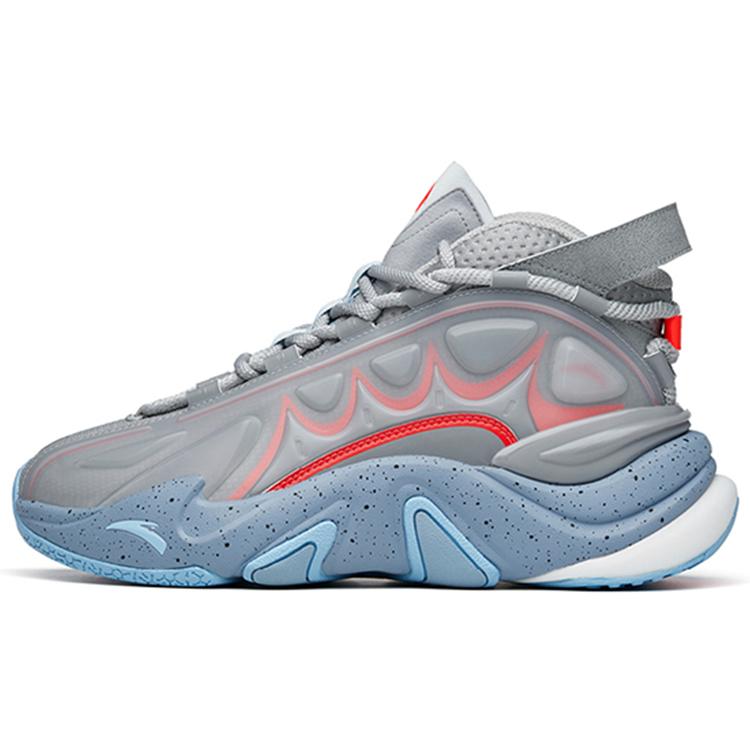 

ANTA Casual Shoes Men s Mid top Light Gray/Medium Gray/Neon Bright Dark Red 912218090-1 44.5