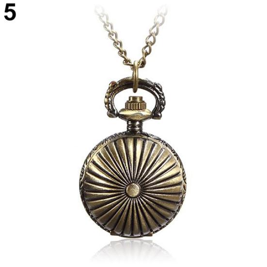 Retro Ball Metal Steampunk Quartz Necklace Pendant Chain Small Pocket Watch