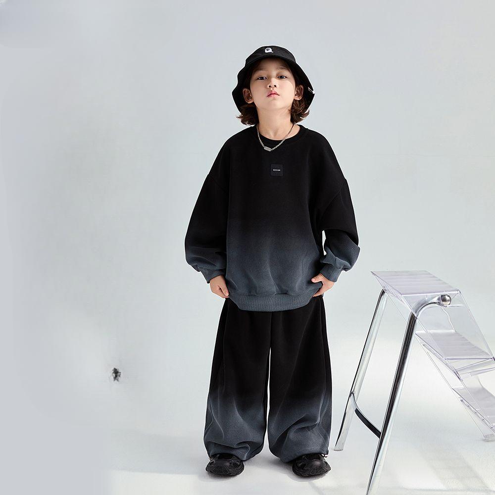 

Мальчиковая весенне-осенняя детская одежда худи детская высококлассная свободная градиентная стильная спортивная одежда комплект из двух предметов 160