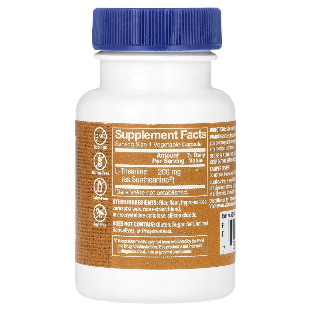 L-Theanine, 200Mg, 60 Veggie Caps