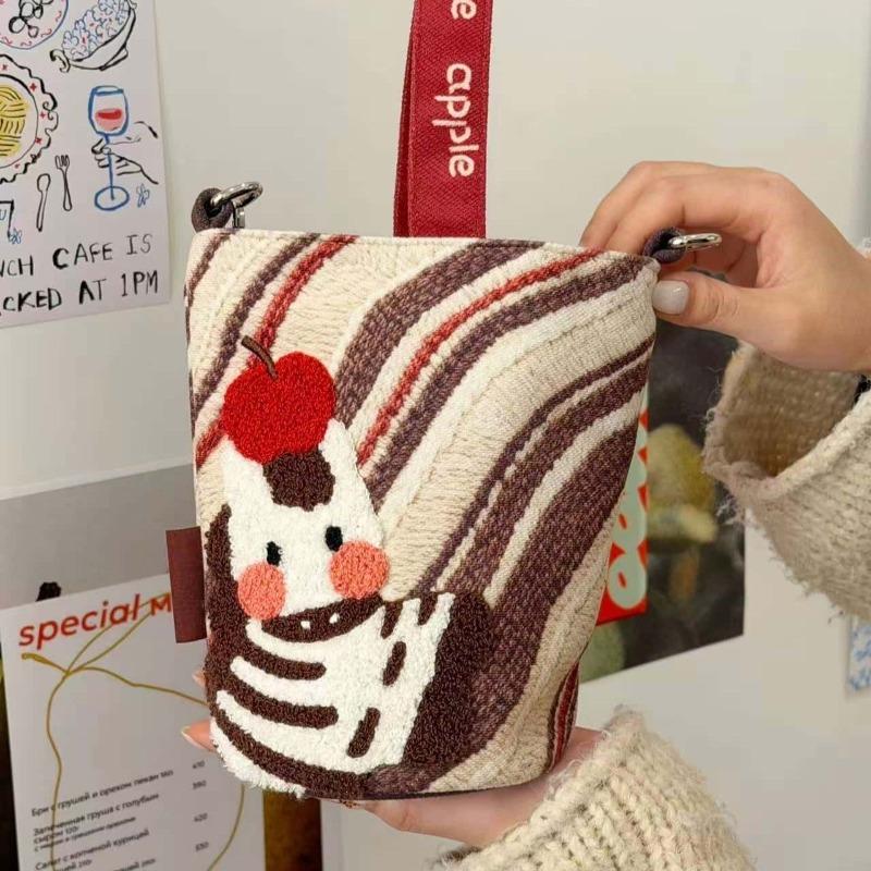 Original bag Korean immediately Ping'an towel embroidered crossbody hand carrying mobile phone bag Lazy style female trend outdoor A