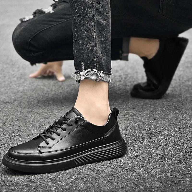 Classics Brown Genuine Leather Casual Shoes Men's Jogging Shoes Winter Warm Fur Oxford Shoes for Men Big Size